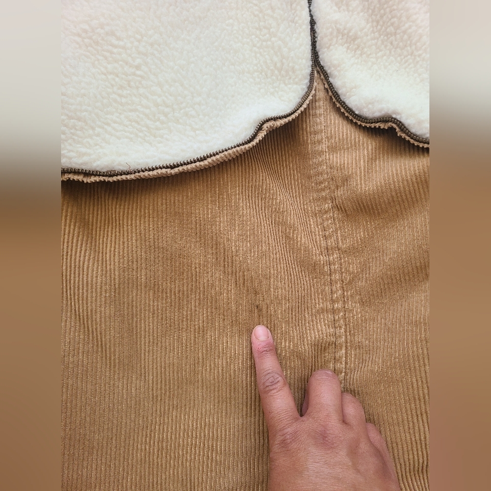 VINTAGE J. Crew Corduroy Jacket Sherpa Fleece Lined With Hood 90s Women Large - Picture 9 of 9